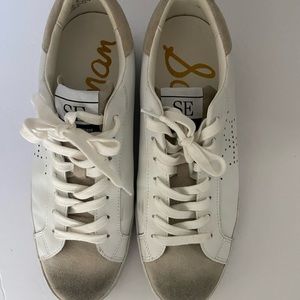 Sam Edelman Aubrie Distressed white leather Sneakers Size 8.5